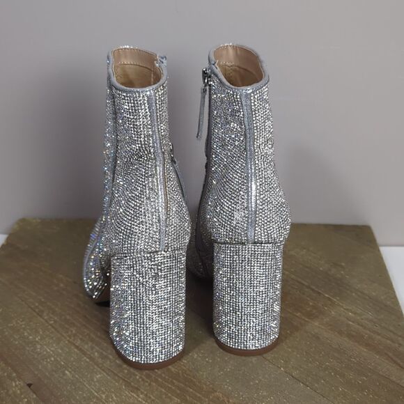 Steve Madden Nola boots flared heel full rhinestone pointed toe size 6 - Picture 7 of 9
